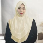 Hijabs pour femmes écharpe Hijab instantanée Shaw Khimar 2 couches court dentelle Turban modeste prière musulmane Hijab arabe Jilbab Femme Musulman