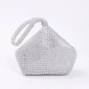 pochette de soirée élégante ornée de cristaux, trousse de maquillage compacte en soie douce pour femmes, cadeau de noël luxueux pour sa fête de vacances