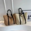 sac de plage en paille élégant pour femmes, sac à main tissé de vacances, fourre tout décontracté à poignée supérieure, sacs à bandoulière sous les bras à la mode