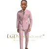 veste et pantalon à double boutonnage pour garçons, beige, formel, élégant, personnalisé, fête de mariage, vacances, décontracté, 2 pièces