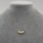 100% perle naturelle élégant multiple petite perle d&rsquo;eau douce pendentif chaîne mince collier en acier inoxydable femme bijoux