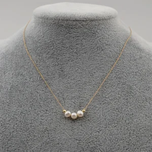 100% perle naturelle élégant multiple petite perle d&rsquo;eau douce pendentif chaîne mince collier en acier inoxydable femme bijoux
