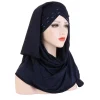 foulard musulman uni hijabs avec châles et enveloppes de perles femme musulman hijab prêt à porter turban foulards de tête pour femmes