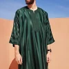 ElzEy – Abaya musulmane à manches longues pour hommes, robe islamique du moyen-orient, vêtements saoudiens, marocain, Thobe Jubba Kandora Djellaba