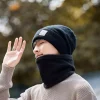 chapeau à oreillettes élastique, casquette et écharpe, costume, couleur unie, style coréen, écharpe compacte, dôme, tendance, pull d'hiver pour femmes