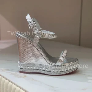 Chaussures habillées à talons compensés pour femmes, escarpins d’été polyvalents de styliste avec boucle, plateforme, Banquet, sandales à talons hauts, grande taille, 2025 Chaussures habillées à talons compensés pour femmes, escarpins d’été polyvalents de styliste avec boucle, plateforme, Banquet, sandales à talons hauts, grande taille, 2025