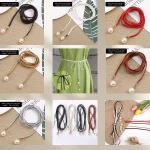 Ceinture de taille tressée pour femmes, Vintage, fine, bohème, décorations de perles blanches de styliste, ceinture de taille à nœud décoratif pour femmes