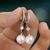 boucles d'oreilles suspendues en perles pour femmes, accessoires de mariage simples et classiques, vente en gros de bijoux