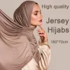 foulard hijab en jersey de coton modal, long châle musulman, uni, doux, turban, cravate, bandeau africain pour femmes, 170x60cm, nouvelle collection 2023