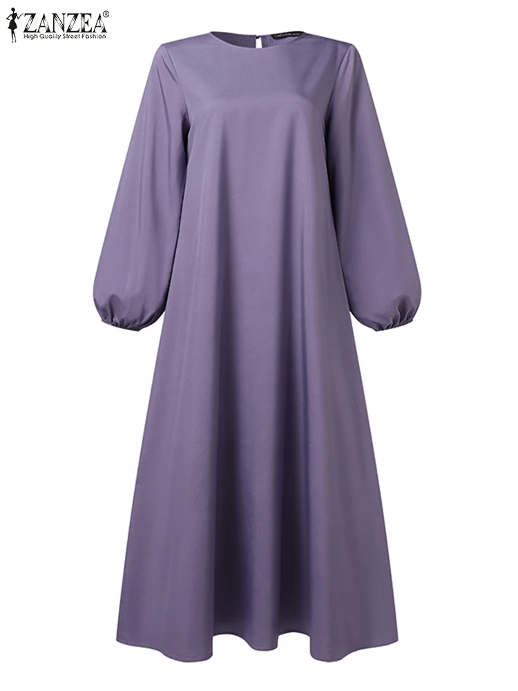 zanzea femmes musulmanes été abaya robe d'été solide vêtements islamiques marocain robe robe femme mode à manches longues caftan robe