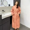 coton fleur jacquard chemise de nuit peignoir maison robe de chambre vêtements de nuit pyjamas doux confortable épais absorbant terry robe de bain
