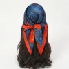 foulard de cheveux en satin de soie hijab 70x70cm, bandeau carré imprimé pour femmes, silencieux de cou, mode dames, bandana de luxe