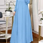 ZANZEA Muslim Womens Modest Eid Maxi Dresses Casual Loose Long Sleeve Hijab O-Neck Islamic Abaya Robes Holiday Solid Vestidos