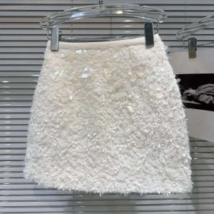 Bouclé – Mini jupe trapèze à paillettes brillantes, élégante, pour femme, nouveau Style, matelassé, Fiber de Polyester, tendance, automne hiver