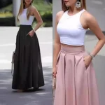 Jupe longue taille haute pour femmes, jupe Maxi élégante avec taille haute, tissu respirant, coupe amincissante pour les fêtes