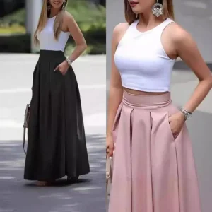 Jupe longue taille haute pour femmes, jupe Maxi élégante avec taille haute, tissu respirant, coupe amincissante pour les fêtes Jupe longue taille haute pour femmes, jupe Maxi élégante avec taille haute, tissu respirant, coupe amincissante pour les fêtes