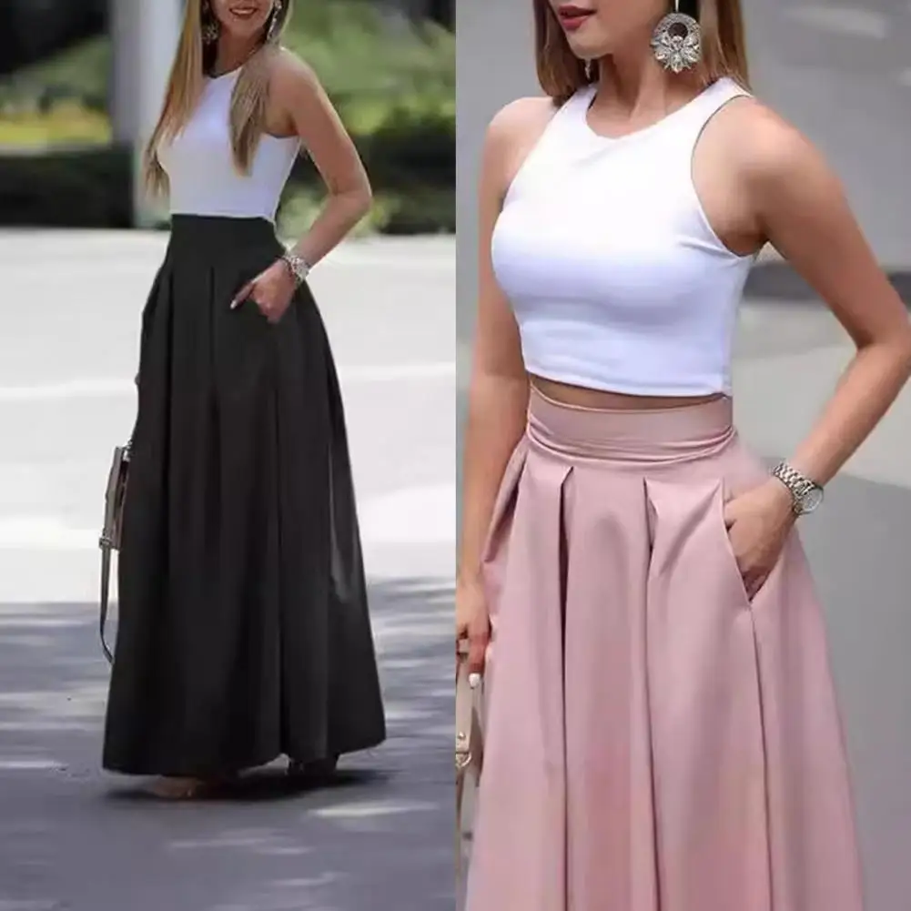 Jupe longue taille haute pour femmes, jupe Maxi élégante avec taille haute, tissu respirant, coupe amincissante pour les fêtes Jupe longue taille haute pour femmes, jupe Maxi élégante avec taille haute, tissu respirant, coupe amincissante pour les fêtes