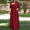 robe caftan à manches longues et col rond pour femmes musulmanes, abaya à la mode, vêtements islamiques ajustés, caftan eid ramadan