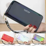 Mode Laser femmes Long sac à main grande capacité en cuir PU femme pochette Durable dame portefeuilles fermeture éclair sacs à main