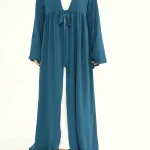 Eid femmes musulmanes Abaya modeste Maxi robes à lacets Abayas Ramadan dubaï robes Jalabiya caftan marocain saoudien Cardigan Robe