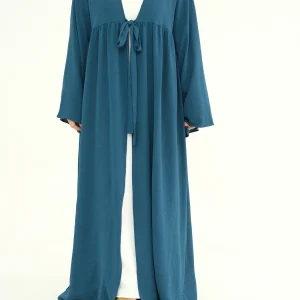 Eid femmes musulmanes Abaya modeste Maxi robes à lacets Abayas Ramadan dubaï robes Jalabiya caftan marocain saoudien Cardigan Robe