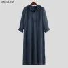 robe longue à capuche de style arabe pour hommes, vêtements musulmans, abaya turque, mode islamique, document solide, robe de ramadan simple, 2024