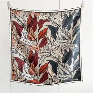 Foulard 100% soie imprimé Floral à l&rsquo;encre, foulard 90 foulards en soie naturelle, châle pour accessoires vestimentaires à la mode