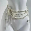 Ceinture en chaîne de taille en perles multicouches rétro Y2K pour femmes, accessoires de bijoux de corps élégants pour fête et tenue décontractée