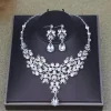 ensemble de bijoux élégants et exagérés en strass, boucles d'oreilles exquises en cristal, collier de luxe brillant pour femmes, bijoux de mariage
