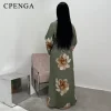 arabesque cloche manches fluide maxi abaya robe élégante imprimé fleuri musulman modeste robe longue islamique vacances tenue robe d'été