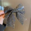 pince à cheveux avec nœud en strass pour femmes, pince à printemps, style coréen, accessoires pour cheveux doux, épingle à cheveux, barrettes élégantes à la mode, nouvelle collection