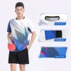 uniformes d'entraînement de sport d'été pour hommes et femmes, haut de badminton dégradé bleu pour enfants, manches courtes, respirant, rafraîchissant, tennis de table s