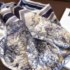 foulard carré en soie imprimé floral de luxe pour femmes, foulard en satin doux, bandeau de tête, hijab, bandeau pour dames, ruban de sac
