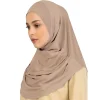 Foulard en chanvre de couleur unie pour femmes, prêt à l’emploi, couvre-cou, Hijabs de sport, châles et enveloppes islamiques sans épingle, nouvelle collection