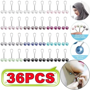 36/24/12/6 pièces perles broches femmes musulmanes châle écharpe Clips dame foulards Hijab pour femmes perle broche broche multicolore Hijab Clips