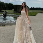 Robes De Soirée élégantes beiges a-ligne sans bretelles princesse Robes De bal pour les femmes Robes De célébrité Robes De Soirée personnalisées
