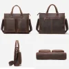 sac à main rétro en cuir pour homme, sacoche de bureau pour ordinateur portable de 14 pouces