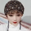 chapeau à pampilles en tissu maille pour femmes, hijabs de luxe, avec fil de diamant, chapeaux brodés, magnifique danse pour fête, fille de dubaï