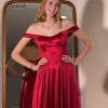 amirah robe de bal épaules dénudées robes de soirée femme robes de soirée élégantes 2025 personnalisé une ligne satin bordeaux rouge bal