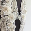 appliques en strass pour robe de mariée, épaules, blanc, cousues à la main, perceuse en verre, fleurs miroir, scintillantes, patch diy, 1pai