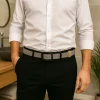 ceinture en nylon moderne pour hommes, classique et souple, à cliquet, confortable, sans trou, réglable, pour événements formels
