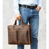 sac à main rétro en cuir pour homme, sacoche de bureau pour ordinateur portable de 14 pouces