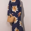 femmes arabe eid musulman dubaï abaya robe de luxe mode fleur imprimé robe longue caftan robe femme africain islam vêtements kebaya
