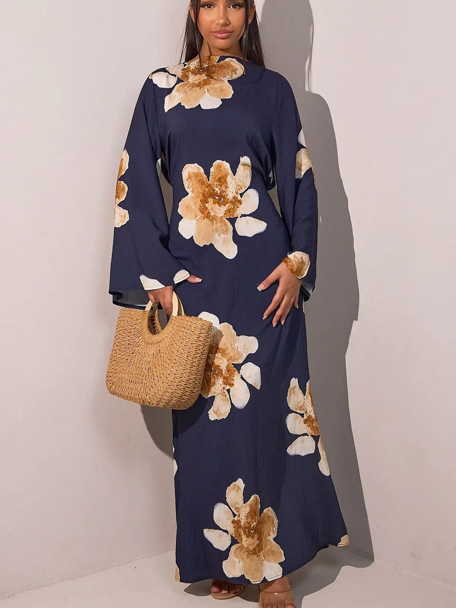 femmes arabe eid musulman dubaï abaya robe de luxe mode fleur imprimé robe longue caftan robe femme africain islam vêtements kebaya