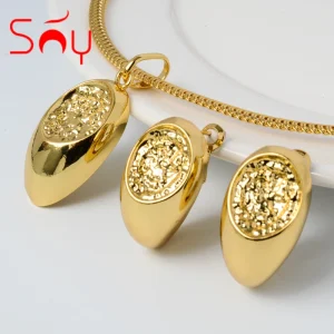 Sunny – ensemble de bijoux classique plaqué or 18 carats pour femmes, boucles d&rsquo;oreilles, collier avec pendentif, soirée de mariage romantique, offre spéciale