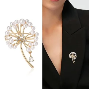 Broches de pissenlit en strass pour femmes, broches de plantes en perles, sac à dos de fête de Banquet, cadeaux, accessoires de bijoux