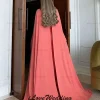 robe de soirée arabe élégante pour femmes, col rond, robe de soirée de mariage sirène avec cape, longues robes de bal personnalisées