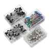 aiguilles à tête de perle rondes colorées de 37mm, 100 pièces/boîte, épingles à coudre droites pour la couture, bricolage, outils de couture, positionnement