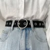 ceinture en toile décorative unisexe, ceinture en alliage, coeur, carré, rond, struccreux, polyvalent, mode ins style, noir, jeans pour femmes