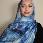 Hijab imprimé abysse océanique pour femmes musulmanes, écharpe florale aquarelle, châle respirant, léger, coton doux, rayonne, viscose tissé